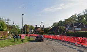 Roadworks earlier this year on the A529 through Hinstock. Photo: Google