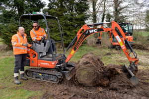 Philip Hodson and Ivars Tirzitis helping with the dig in Wheaton Aston