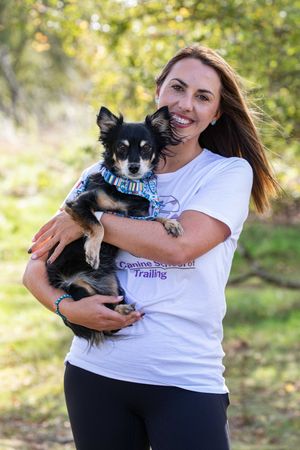 Pet detective Rico and his owner Rachel Rodgers from Shropshire.