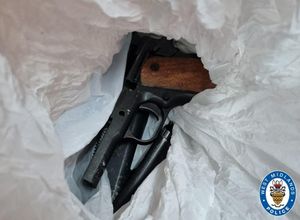 An imitation handgun was found at the address, which also turned out to contain a cannabis factory. Photo: West Midlands Police