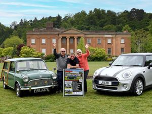 Organisers Geoff Beckett, Dave Hollis and Sue Beckett get set for the British Mini Day event at Himley Park.