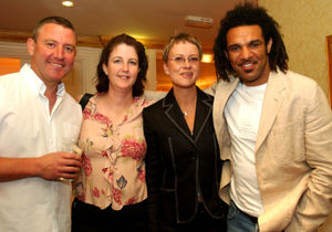 Wedding reception of Steve and Kirsty Bull. Ex Wolves players Robbie Dennison, left and Den Goodman, right with their wives, Denise Dennison, second left and Chris Goodman.
