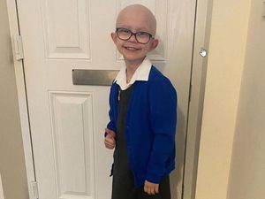 Supporting image for story: Proud Telford mum shares photo of brave Dulcie, 5, going to school after tumour op