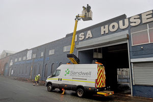 The wall collapsed early this morning