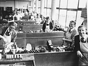 Locksmiths at work at Chubb and Sons Lock and Safe Company Ltd., Wednesfield Road, 