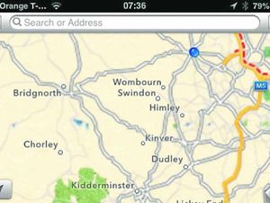 Supporting image for story: Apple's software wipes Staffordshire towns from map