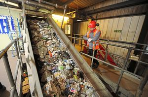 Inside the materials recovery facility at Four Ashes