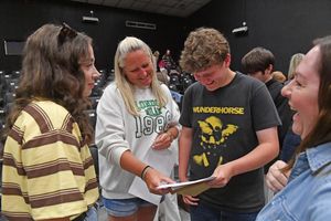 Teachers joined the youngsters in celebrating their results