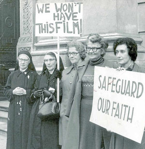 When anti-porn campaigners started a week long vigil outside the Home Office, Mary (second from right) was there to give her support