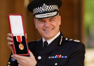 Sir David Thompson, Chief Constable of West Midlands Police, after being made a Knight Bachelor by the Prince of Wales 