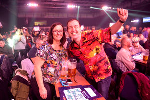 Sue Mortiboy and Ben Dorkins celebrate the event.
