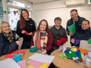 Rachel Marner, The Hive’s Lead Programmes and Project Manager Susan Evans, CEO Katie Jennings, Events and Project Coordinator Josh Wilson, along with Anthony Walker and Susan Terry-Smith, worked together to assemble craft packs for fundraising efforts.