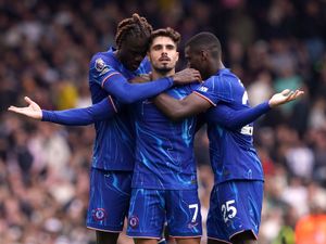 Pedro Neto celebrates scoring Chelsea's winner in a 2-1 comeback victory at Fulham