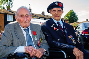 Bill Bray, left, and Leslie Cherrington met each other for the first time in 70 years at the Albrighton street party 