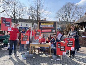 Supporting image for story: Cannock protesters urge Amanda Milling to help Yemeni children