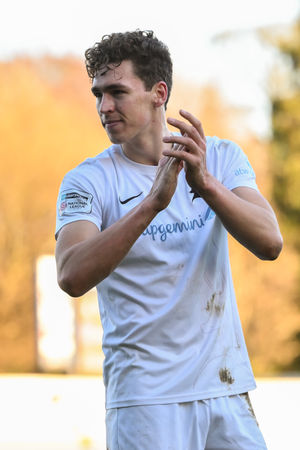 Oliver Cawthorne (AFC Telford United Defender) claps AFC Telford United fans after a 2-0 win over Radcliffe at The SEAH Stadium