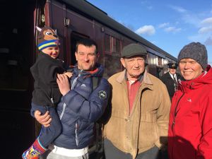 Three year old Charlie with Wayne Roberts, John Lees and Debbie Lees