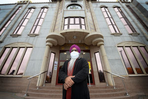 Education secretary Sarbjit Singh outside the main entrance to the Gurdwara on Smethwick High Street