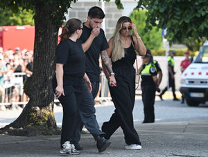 Portugal's Ruben Neves arrives at the funeral of Diogo Jota and Andre Silva being held at Igreja Matriz de Gondomar in the town of Gondomar near Porto. The Liverpool and Portugal forward died along with his younger brother Andre Silva in the accident in Zamora on Thursday morning. Picture date: Saturday July 5, 2025. PA Photo. Photo credit should read: PA Wire.