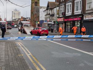 The road was blocked and buses diverted following the three car collision