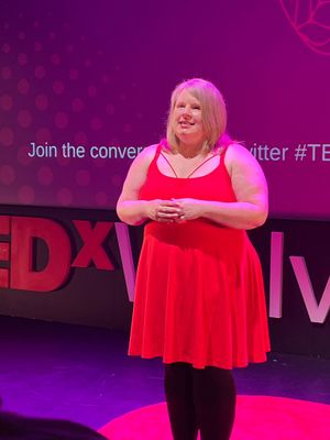 Emma Rushton speaking at Tedx Wolverhampton in 2024