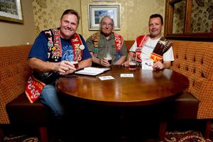 Peter Hill, Joe Hill and John Drew after visiting every pub in Wales in September 2013