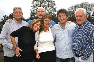 Together again, back, Jim Wilkie and Chris Wallace, and front, Lesley Whitehouse, Dawn Rice, Mick Skinner and Austin Powell.