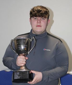 Thursday table-toppers – Rhys Marshall of Castlefields with the Dennis Lewis Trophy