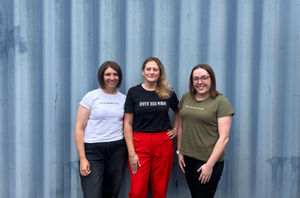 On the left is Graphic Designer Claire Ash, centre Managing Director of TPSquared Carolyn Smith and on the right is Graphic Designer Harriet Leith.