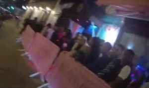 Body-worn camera footage showing the queue outside the overcrowded venue which was not socially distanced