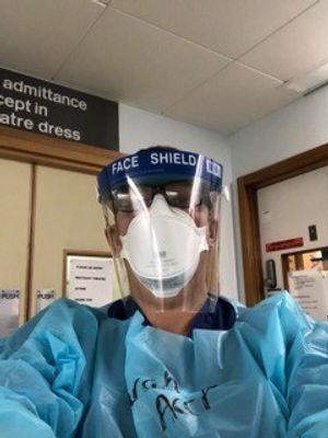 Sarah while in PPE at work at Heartlands Hospital