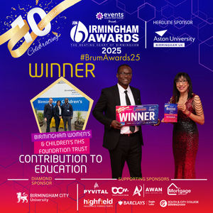 Olufemi Kuforiji and Nav Sharma from the BWC Aspire Academy receive a Birmingham Award.