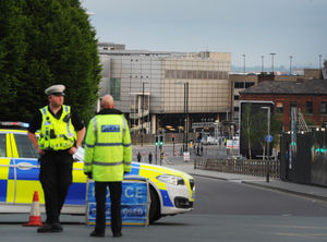 Roads to the Manchester Arena were closed off today