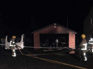 Supporting image for story: Caravan and large shed go up in flames in Whitchurch