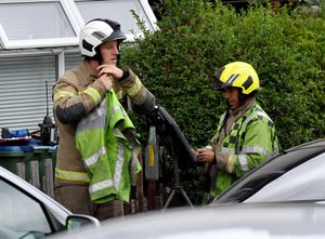 Fire fighters remain on the scene (Pictures Tim Thursfield)