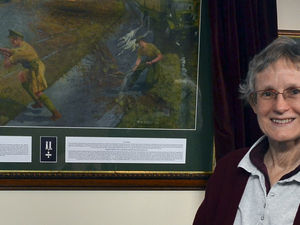 Supporting image for story: Families gather for paintings tribute to Shropshire regiment heroes