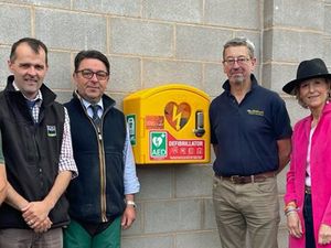 Supporting image for story: Mission complete as lifesaving defibrillator installed at Shrewsbury livestock market