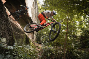 Stunt riders Danny MacAskill and Kriss Kyle film This and That at Nescliffe in Shropshire. Photo: Dave Mackison