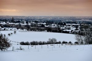 The scene around Aldridge after heavy snowfall.A view from Barr Beacon.