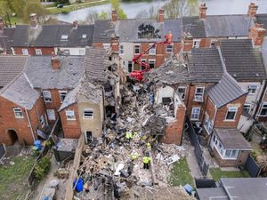 Emergency services at the scene in John Street in Worksop after the explosion