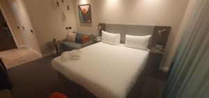 The room has a lot of space and a very comfortable bed