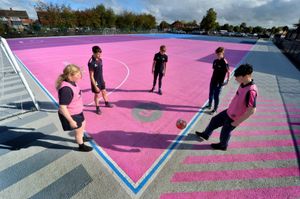 Summer Jones 14, Mason Doughty 14, Jaydn Peart 14, Lucas Loftus 15 and Tyler Lenton 14 on the playground 