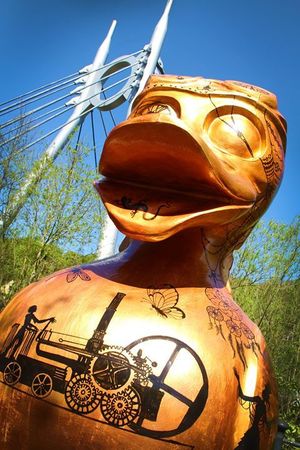 The giant ducks in Ironbridge. Photos: Shaun Dean