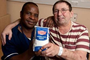 A spoonful of sugar – Moses Murandu and patient Alan Bayliss