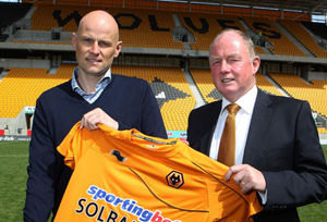 Wolverhampton Wanderers new manager Stale Solbakken with chairman and owner Steve Morgan following a press conference at the Molineux, Wolverhampton. PRESS ASSOCIATION Photo. Picture date: Monday May 14, 2012. See PA Story SOCCER Wolves. Photo credit should read: Nick Potts/PA Wire. RESTRICTIONS: Editorial use only. Maximum 45 images during a match. No video emulation or promotion as 'live'. No use in games, competitions, merchandise, betting or single club/player services. No use with unofficial audio, video, data, fixtures or club/league logos.