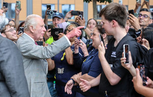 King Charles III is greeted by medical students during his visit to officially open the new Midland Metropolitan University Hospital in Birmingham. Picture date: Wednesday September 3, 2025. PA Photo. Photo credit should read: Richard Pohle/The Times/PA Wire 