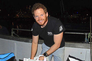 Mat Dams before his swim