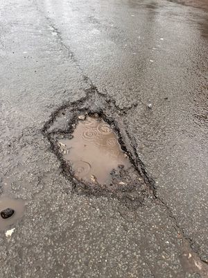 The pothole that caused damage to Nick Birch's car