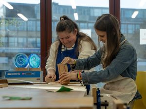 Students at work on the project