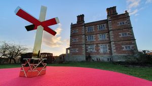 'IN HOC SIGNO', a collaborative artwork by Shropshire artist Jacob Chandler, James Syrett and James Wenn.  This work explores mathematics also seen in Soulton Hall